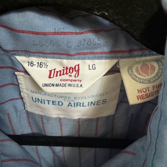 Vintage United Mechanic Work Shirt Sz LG Long Sleeve Blue/Red Stripes Button Up - Picture 5 of 5